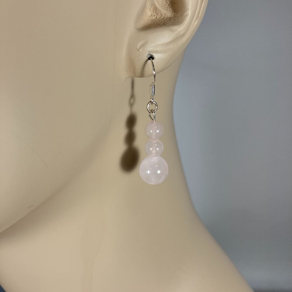 Handcrafted Rose Quartz Earrings (1" Long)